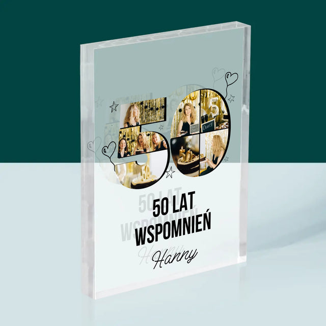 Kształt Ze Zdjęć: 50 Lat Wspomnień - Blok Akrylowy z Nadrukiem