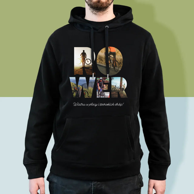 Słowo Ze Zdjęć: Rower - Bluza Męska z Kapturem