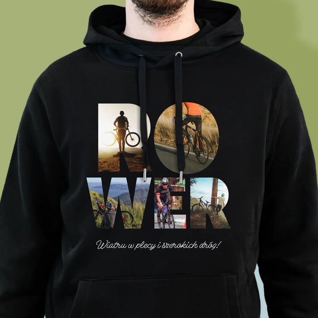 Słowo Ze Zdjęć: Rower - Bluza Męska z Kapturem