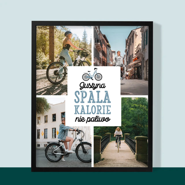 Fotokolaż: Spala Kalorie, Nie Paliwo - Wydruk Obramowany