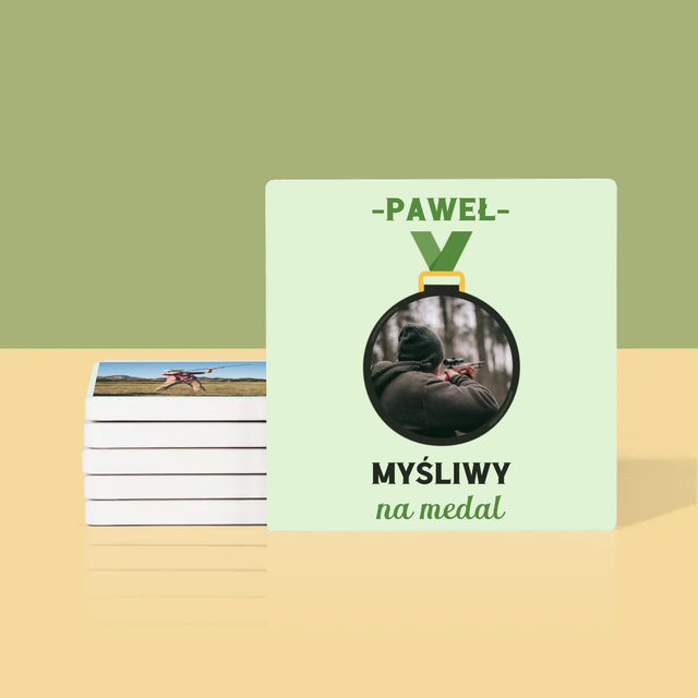 Zdjęcie I Podpis: Myśliwy Na Medal - Podkładki Pod Kubki