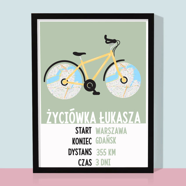 Mapa Miasta: Rowerowa Życiówka - Wydruk Obramowany