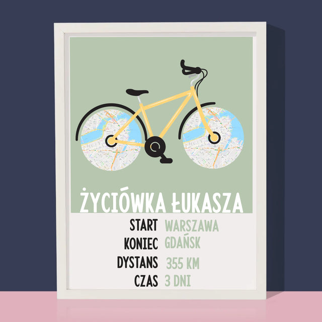 Mapa Miasta: Rowerowa Życiówka - Wydruk Obramowany