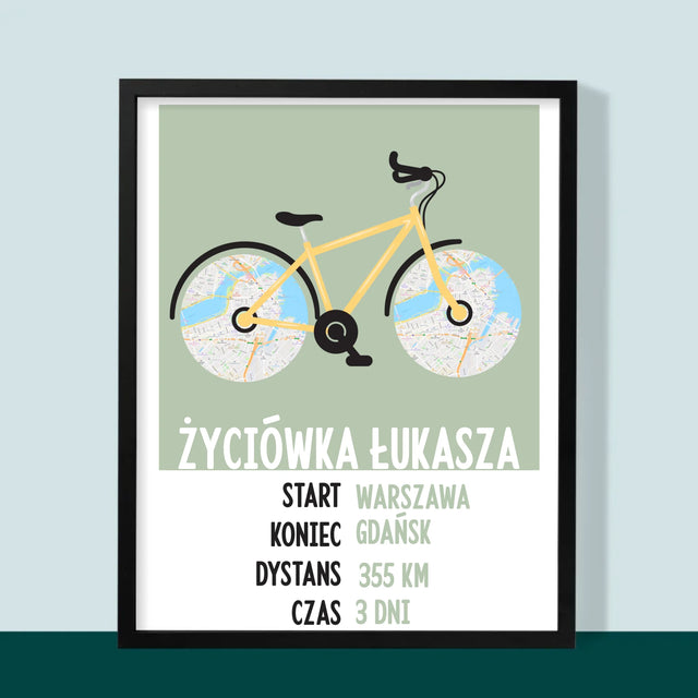Mapa Miasta: Rowerowa Życiówka - Wydruk Obramowany