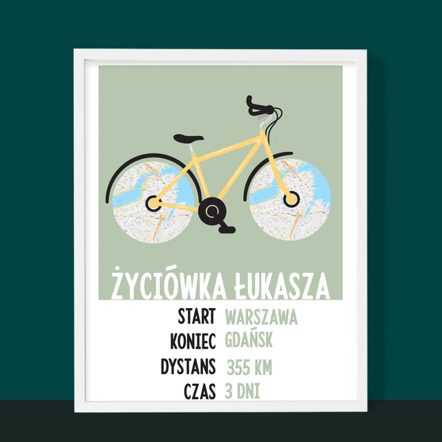 Mapa Miasta: Rowerowa Życiówka - Wydruk Obramowany