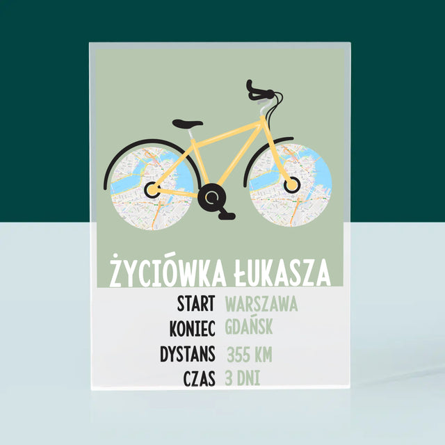 Mapa Miasta: Rowerowa Życiówka - Blok Akrylowy z Nadrukiem