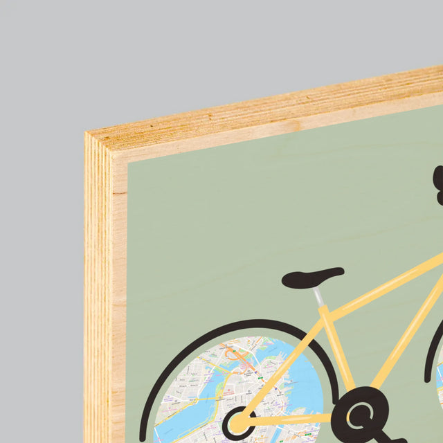 Mapa Miasta: Rowerowa Życiówka - Wydruk Na Drewnie