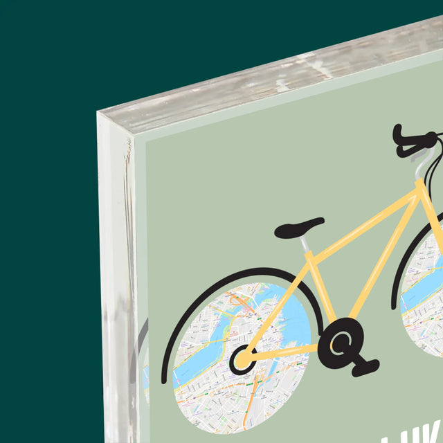 Mapa Miasta: Rowerowa Życiówka - Blok Akrylowy z Nadrukiem