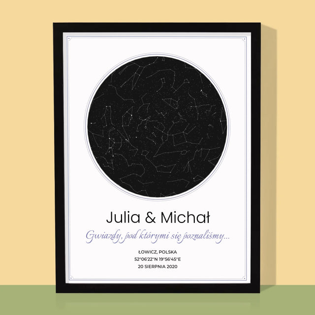 Mapa Gwiazd: Pod Gwiazdami - Wydruk Obramowany