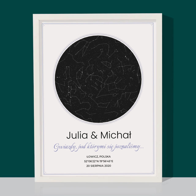 Mapa Gwiazd: Pod Gwiazdami - Wydruk Obramowany