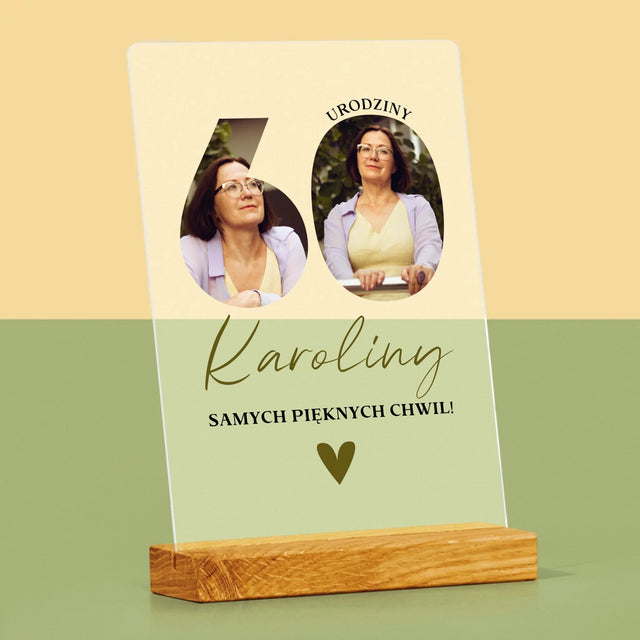 Słowo Ze Zdjęć: 60 Urodziny Samych Pięknych Chwil - Wydruk Na Szkle Akrylowym