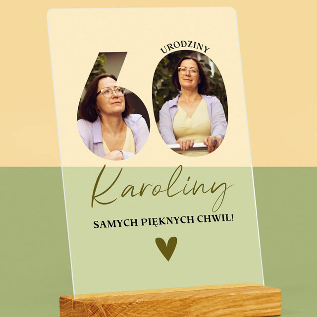 Słowo Ze Zdjęć: 60 Urodziny Samych Pięknych Chwil - Wydruk Na Szkle Akrylowym