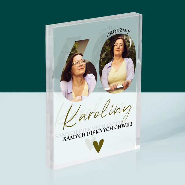 Słowo Ze Zdjęć: 60 Urodziny Samych Pięknych Chwil - Blok Akrylowy z Nadrukiem