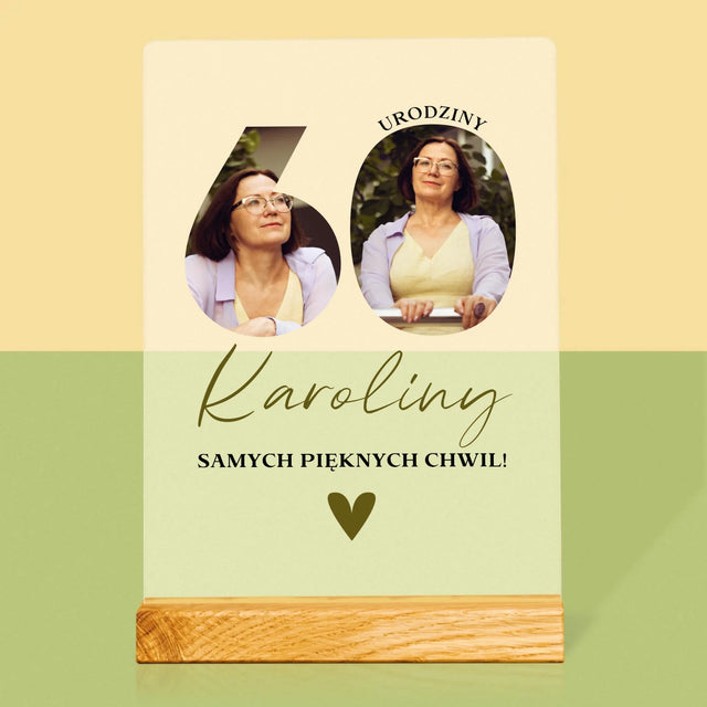 Słowo Ze Zdjęć: 60 Urodziny Samych Pięknych Chwil - Wydruk Na Szkle Akrylowym