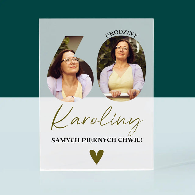 Słowo Ze Zdjęć: 60 Urodziny Samych Pięknych Chwil - Blok Akrylowy z Nadrukiem