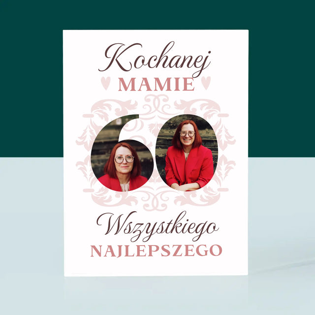 Słowo Ze Zdjęć: Kochanej Mamie z Okazji 60 Urodzin - Blok Akrylowy z Nadrukiem