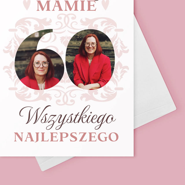 Słowo Ze Zdjęć: Kochanej Mamie z Okazji 60 Urodzin - Kartka z Życzeniami