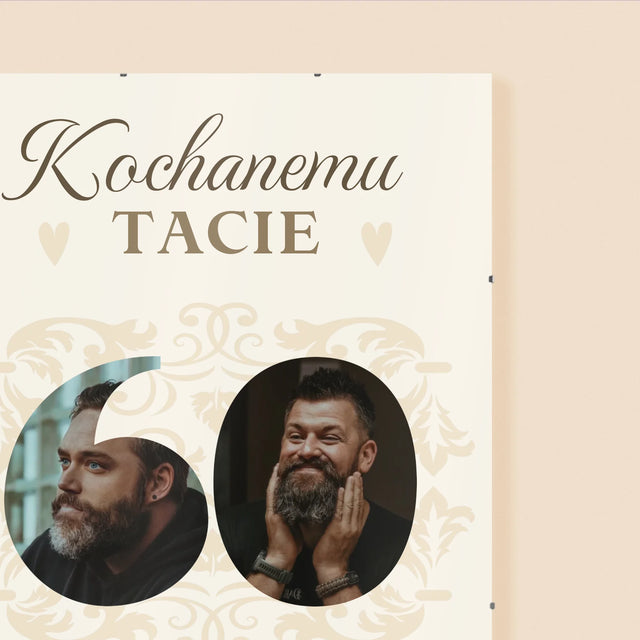 Słowo Ze Zdjęć: Kochanemu Tacie z Okazji 60 Urodzin - Personalizowany Plakat