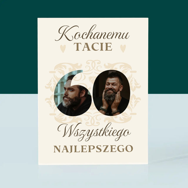 Słowo Ze Zdjęć: Kochanemu Tacie z Okazji 60 Urodzin - Blok Akrylowy z Nadrukiem