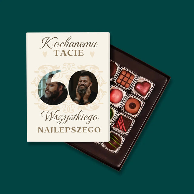 Słowo Ze Zdjęć: Kochanemu Tacie z Okazji 60 Urodzin - Personalizowane Praliny