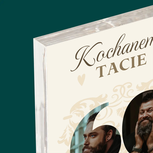 Słowo Ze Zdjęć: Kochanemu Tacie z Okazji 60 Urodzin - Blok Akrylowy z Nadrukiem