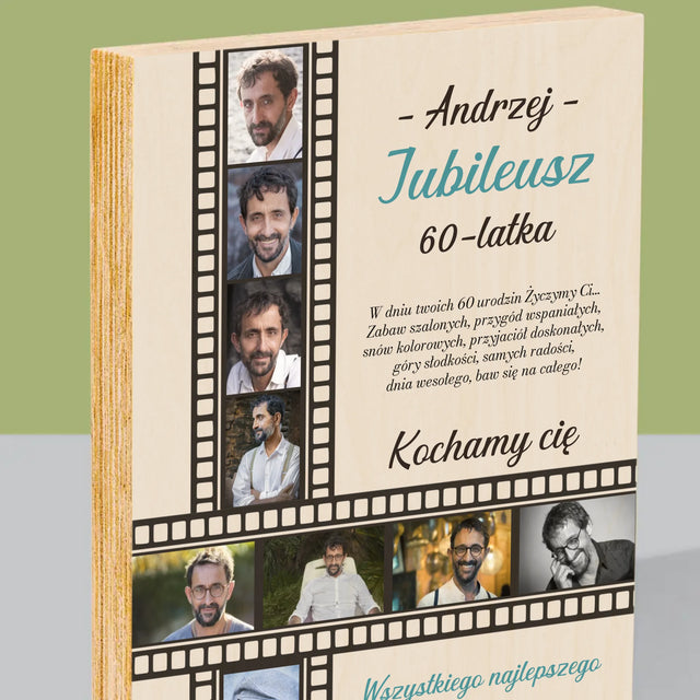 Fotokolaż: Jubileusz 60-Latka - Wydruk Na Drewnie