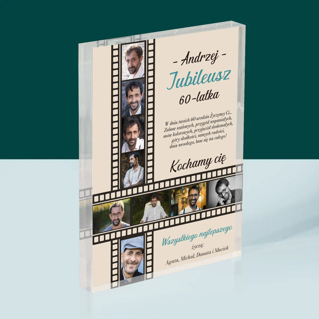 Fotokolaż: Jubileusz 60-Latka - Blok Akrylowy z Nadrukiem