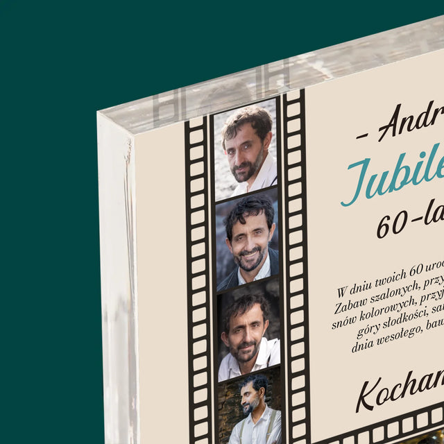 Fotokolaż: Jubileusz 60-Latka - Blok Akrylowy z Nadrukiem
