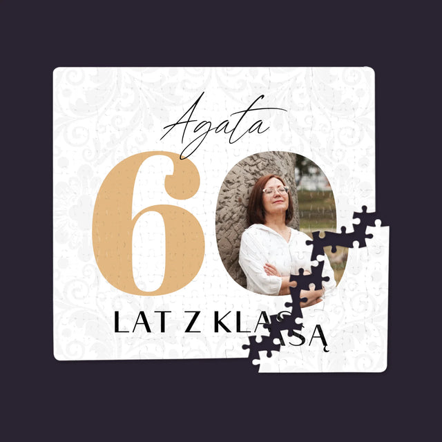 Zdjęcie i Podpis: 60 Lat z Klasą - Personalizowane Puzzle