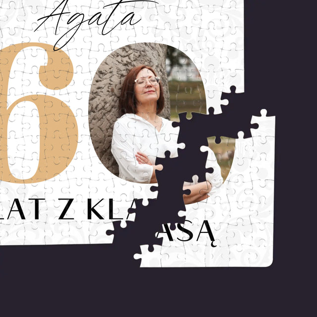 Zdjęcie i Podpis: 60 Lat z Klasą - Personalizowane Puzzle