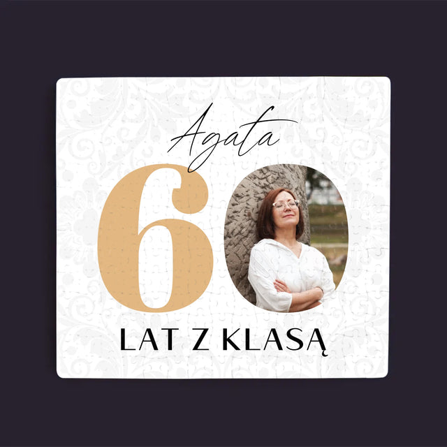 Zdjęcie i Podpis: 60 Lat z Klasą - Personalizowane Puzzle