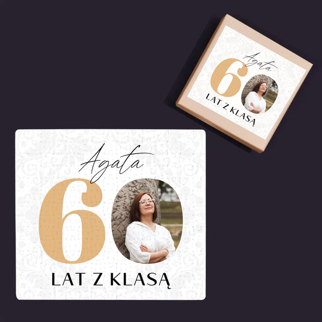 Zdjęcie i Podpis: 60 Lat z Klasą - Personalizowane Puzzle