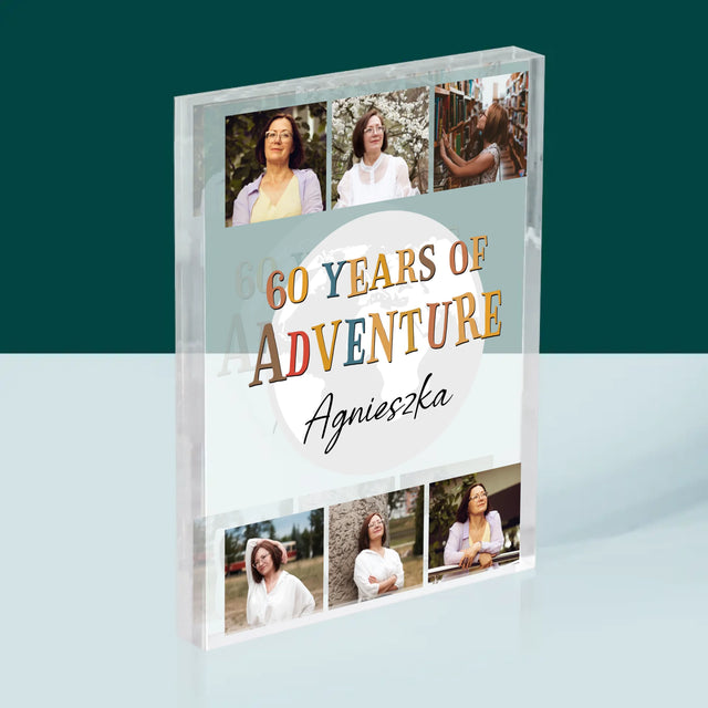 Fotokolaż: 60 Years Of Adventure - Blok Akrylowy z Nadrukiem