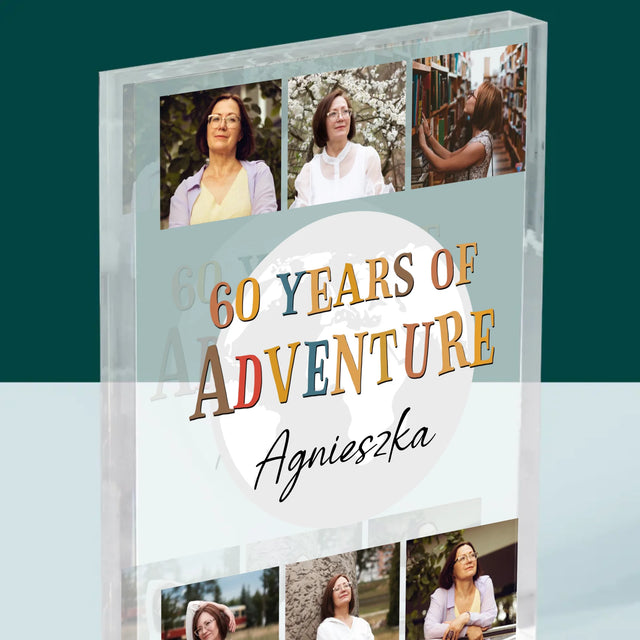Fotokolaż: 60 Years Of Adventure - Blok Akrylowy z Nadrukiem