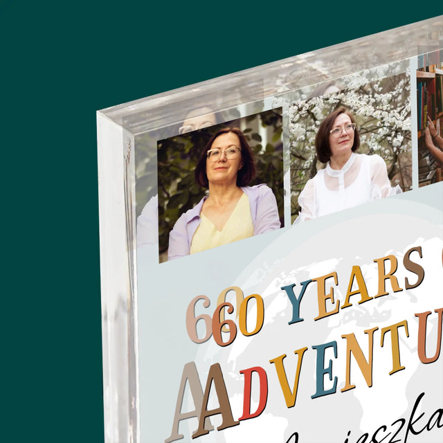 Fotokolaż: 60 Years Of Adventure - Blok Akrylowy z Nadrukiem