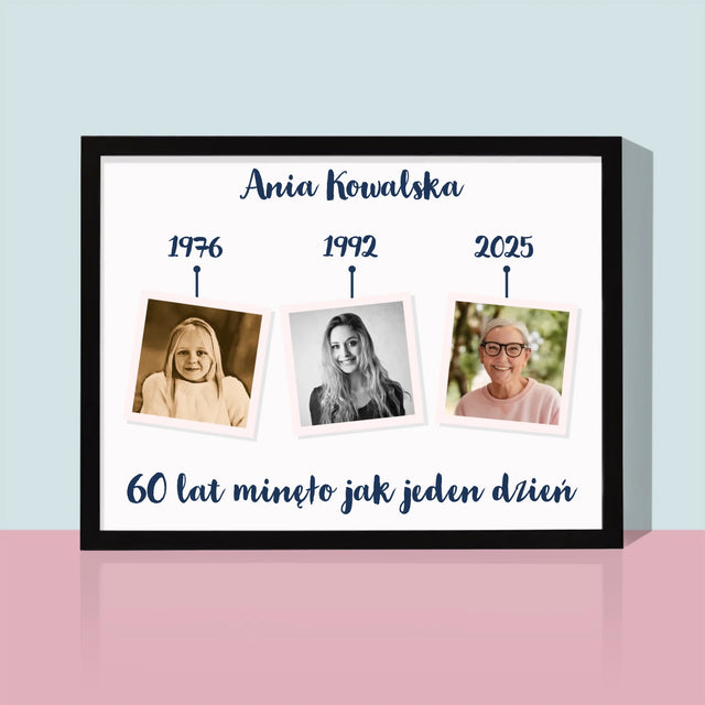 Fotokolaż: 60 Lat Minęło Jak Jeden Dzień - Wydruk Obramowany
