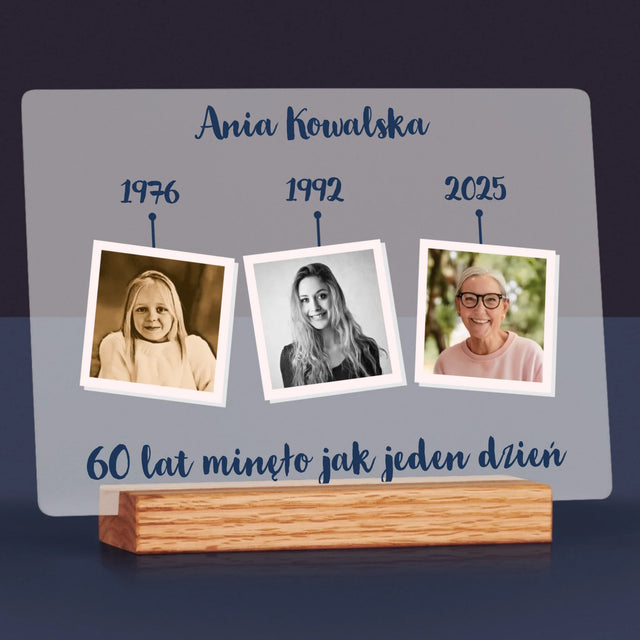 Fotokolaż: 60 Lat Minęło Jak Jeden Dzień - Wydruk Na Szkle Akrylowym