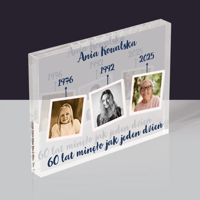 Fotokolaż: 60 Lat Minęło Jak Jeden Dzień - Blok Akrylowy z Nadrukiem