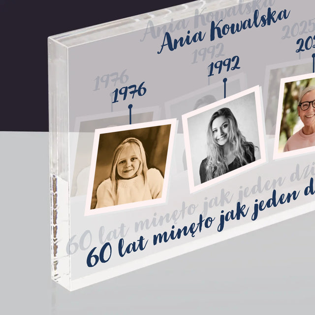 Fotokolaż: 60 Lat Minęło Jak Jeden Dzień - Blok Akrylowy z Nadrukiem
