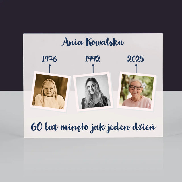 Fotokolaż: 60 Lat Minęło Jak Jeden Dzień - Blok Akrylowy z Nadrukiem