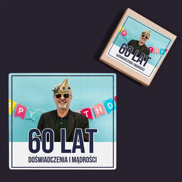 Zdjęcie i Podpis: 60 Lat Doświadczenia i Mądrości - Personalizowane Puzzle
