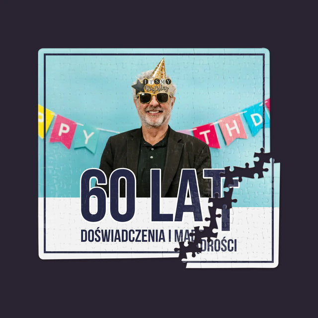 Zdjęcie i Podpis: 60 Lat Doświadczenia i Mądrości - Personalizowane Puzzle