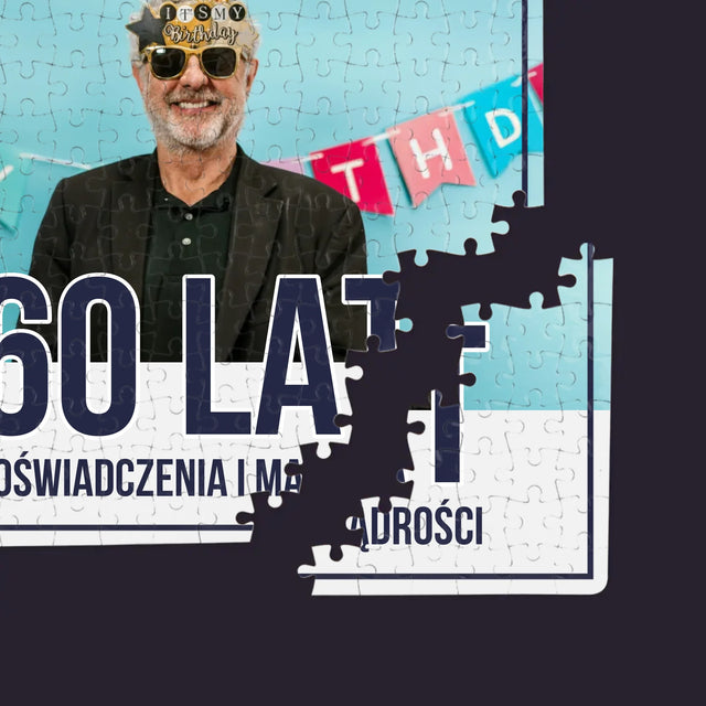 Zdjęcie i Podpis: 60 Lat Doświadczenia i Mądrości - Personalizowane Puzzle