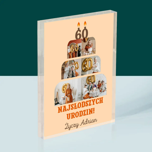 Kształt Ze Zdjęć: Najsłodszych Urodzin - Blok Akrylowy z Nadrukiem