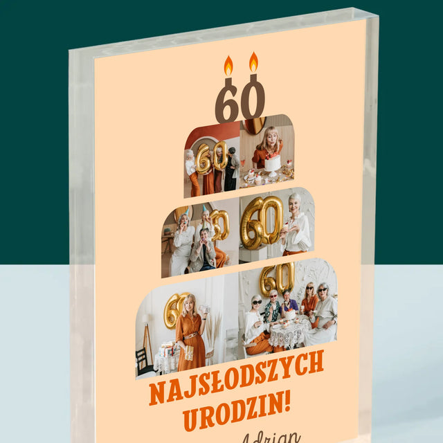 Kształt Ze Zdjęć: Najsłodszych Urodzin - Blok Akrylowy z Nadrukiem