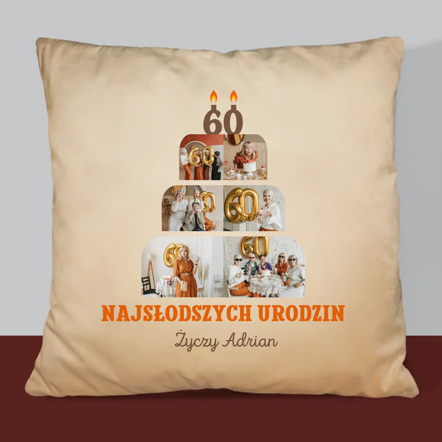 Kształt Ze Zdjęć: Najsłodszych Urodzin - Poduszka z Nadrukiem
