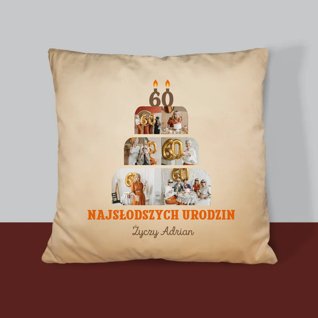Kształt Ze Zdjęć: Najsłodszych Urodzin - Poduszka z Nadrukiem