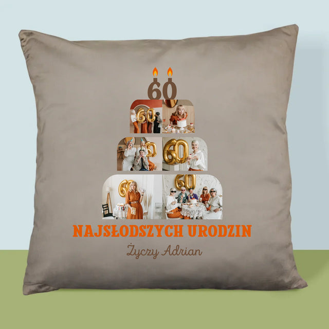 Kształt Ze Zdjęć: Najsłodszych Urodzin - Poduszka z Nadrukiem