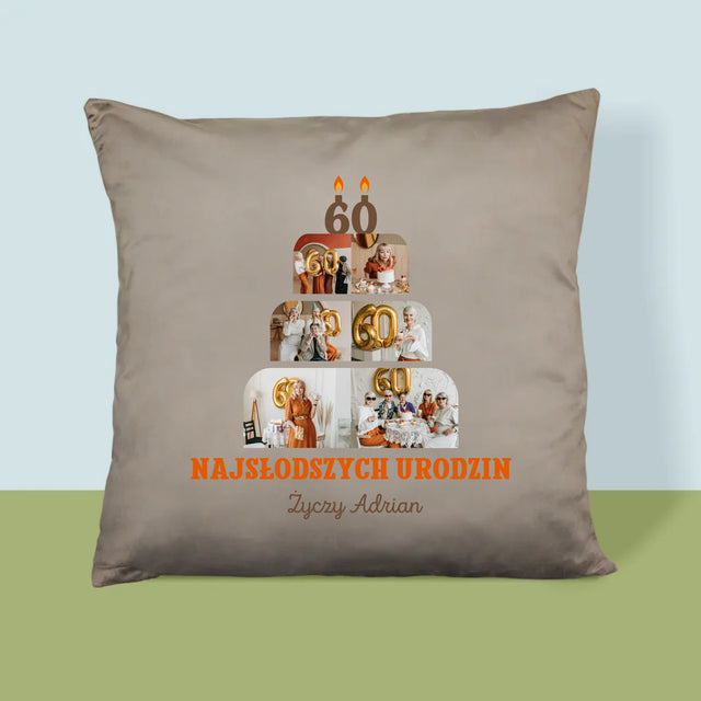Kształt Ze Zdjęć: Najsłodszych Urodzin - Poduszka z Nadrukiem