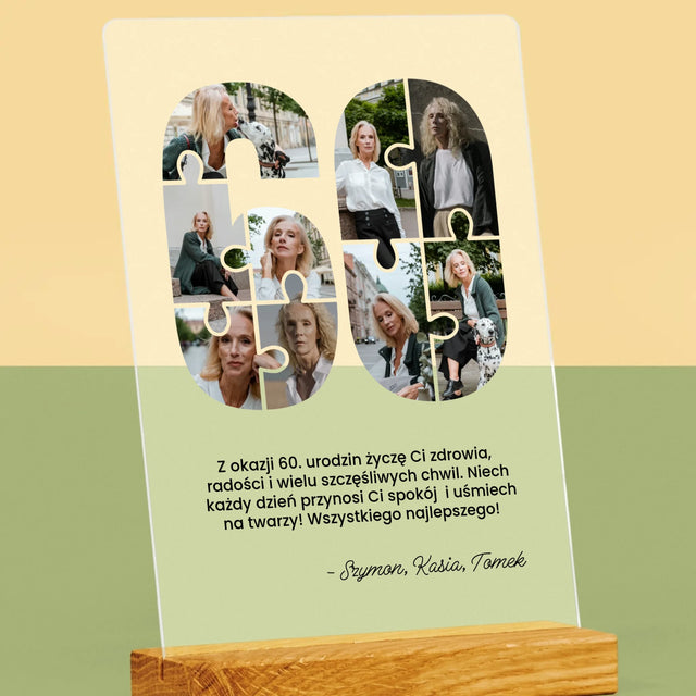 Kształt Ze Zdjęć: 60 Urodziny Puzzle - Wydruk Na Szkle Akrylowym